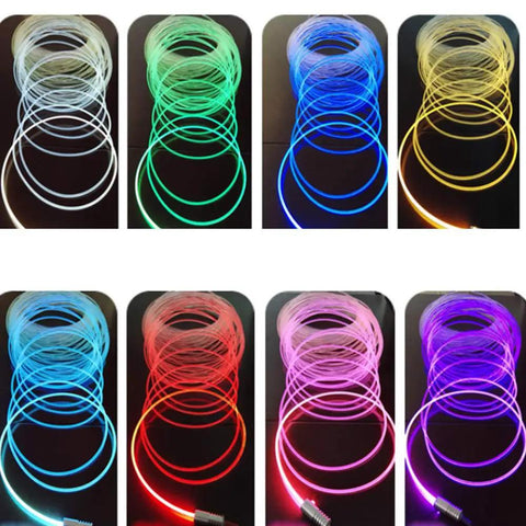 Plug And Play Side Glow PMMA Optic Fiber Cable Set With 12V 1.5W LED Light Source, 16ft Fiber, Aluminum Illuminator, Red For Home And Car DIY Decor, Ambient Accent Lighting Kit