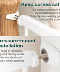 Pressure-mounted installation of 57-Inch Extra Wide Baby Gate for Stairs and Doorways with secure fits on banisters and walls.