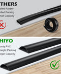 Comparison of coiled rubber cord cover versus Beefy Floor Cord Cover 34In Two 17In Sections Thick 2.5 mm Hard PVC.