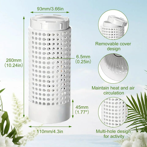 Compact In Ground Compost Bin For Small Gardens And Raised Beds Outdoor Tumbler Style Organic Waste Decomposer Two Gallon Capacity Fits In Pots Space Saving Design For Yards And Patios image, showing measurements and features.
