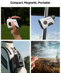 Next Level Laser Golf Rangefinder With Slope And 1300 Yard Range, 7.5X Magnification, showcased in use and accessories