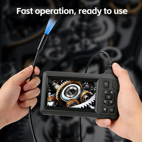 Borescope Endoscope With 4.3 Inch Color Screen And 1080P HD Camera, 8 LED Lights, 16.5 Foot SemiRigid Cord, IP67 Waterproof Sewer Inspection Tool For Home And Pros, Ideal For Pipes, Cars And HVAC handheld with screen and probe