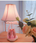 Pink Dancing Shoes Table Lamp For Girls Room, 14 Inch Tall Bedside Light With Fabric Stitch Shade, E26 LED Bulb Included