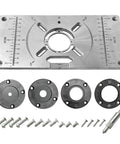 Knockout Aluminum Router Table Insert Plate For Precision Woodworking And Bench Trimming Rock Solid Fit and plug and play setup kit with rings and screws.