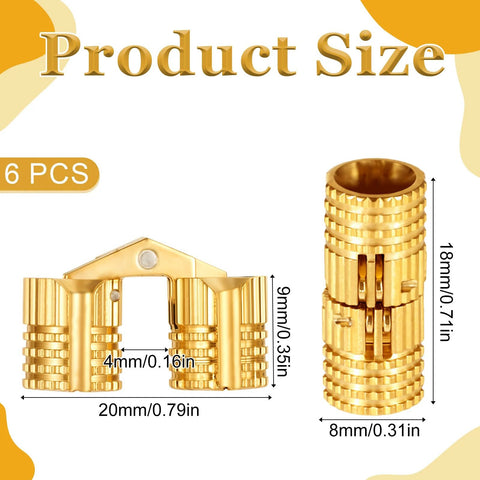 Set Of 6 8 Mm Hidden Brass Hinges For Cabinets And Jewelry Boxes With 180 Degree Opening Invisible Mount Gold Finish