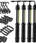 Cordless LED Work Light 4 Pack with USB cables, hooks, magnetic bases, and chargers for job sites, auto shops, and garages