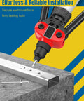 Close-up of tool installing rivet from 500 Piece Pop Rivets Assortment Kit With 14 SAE Aluminum Blind Rivets for metal work and repair
