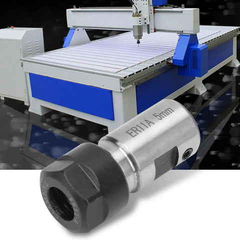 Pro Grade ER11 Collet Set Seven Sizes From 1mm To 7mm With Spring Collets Includes 5mm Shaft Holder And Milling Extension Rod shown with CNC machine