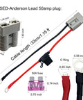 1.15 Ft 10 AWG Battery Cable Quick Connector With O Ring And Fuses For Battery Power Transfer 600V 50A Heavy Duty Cable With Fuse And SB50 Lead Plug For Quick Connections, 33cm cable