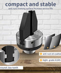Pen drilling wood lathe chuck, 2-inch, 2-jaw, direct-thread 1x8TPI; chrome body with black jaws.