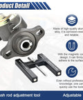 Brake booster push rod adjustment tool, black metal with adjustable pin and magnetic core
