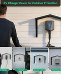 Heavy Duty Aluminum EV Charger Cover Rain Shield For Wall Mounted Electric Vehicle Stations Weatherproof Outdoor Guard on a wall.