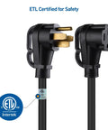 Heavy Duty 50 Amp RV Extension Cord 25 Ft With 4 Prong 6 8 AWG NEMA 14-50P To 14-50R Easy Grip Handles close-up view