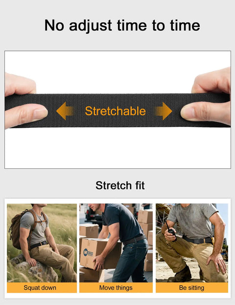 Mens Stretch Tactical Belt With 1.5 Inch Elastic Nylon Webbing And Flip Quick Release Buckle Highlighted for Flexibility