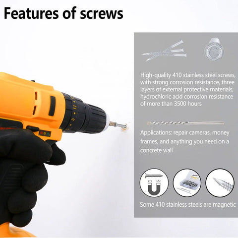 Drilling with 3/16 By 1-1/4 Inch 410 Stainless Steel Flat Head Tapcon Concrete Screws For Masonry Anchoring, showing features list