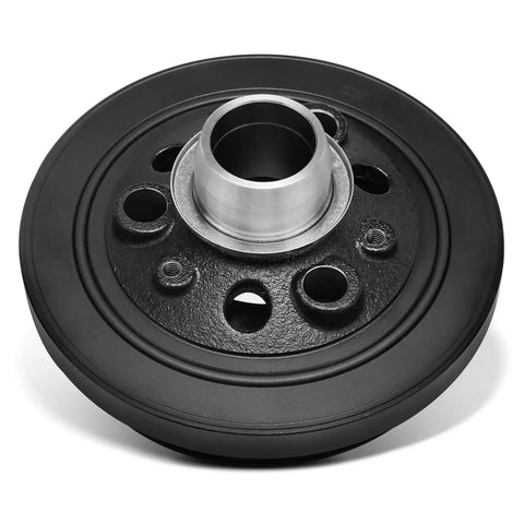 Engine Harmonic Balancer Crankshaft Pulley Compatible With 2012-2019 Jeep Grand Cherokee, black pulley, close-up view