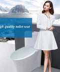 Premium Thickened V Shape Soft Close Toilet Seat Covers The Lid With Silent Damping Hinges and Grippy Rubber Bumpers in modern bathroom setting.