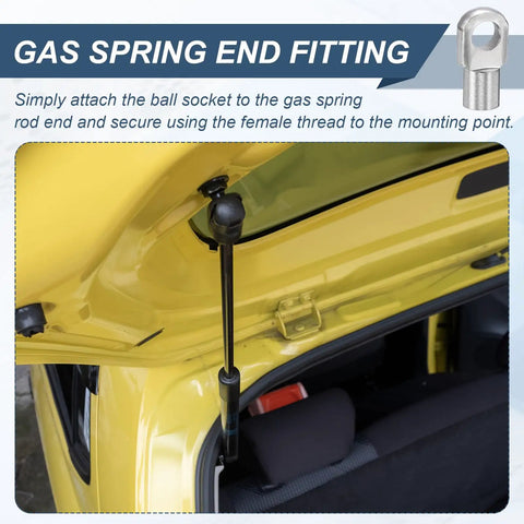 Six Pack M8 Gas Spring End Fittings Foot Mount Flanges Silver Steel With Zinc Plating 8mm Hole M8 Thread Overall 27x15x10 Square Head Durable Gas Strut Hardware For Cabinets Hatches And Furniture on car hatch lift