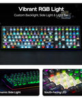 Full Size Wireless Gaming Keyboard With Massive 10000 Mah Battery And Smart Dot Matrix Display Rgb Backlit Mechanical Keys For Mac Pc Android Fly Through Spreadsheets In Dope Black Reaper Edition showcasing vibrant RGB lighting and key detail.
