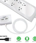Eight Outlet Surge Protector Power Strip With 25 Foot Flat Plug 4200 Joules Separated USB Ports Beefy Heavy Duty Cord 15A 125V
