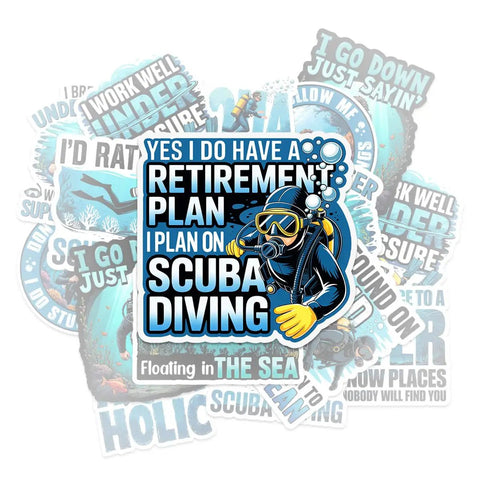10 Piece Funny Scuba Diving Stickers Set Waterproof Vinyl Decals For Water Bottles Laptops Helmets Gear And More Ideal Gift For Divers Snorkelers Ocean Lovers 3 Inch Size
