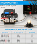 Wiring setup for Badass 100 Amp Circuit Breaker For Marine Boats Trolling Motors And ATV 12V Through 48V DC with clear labels.