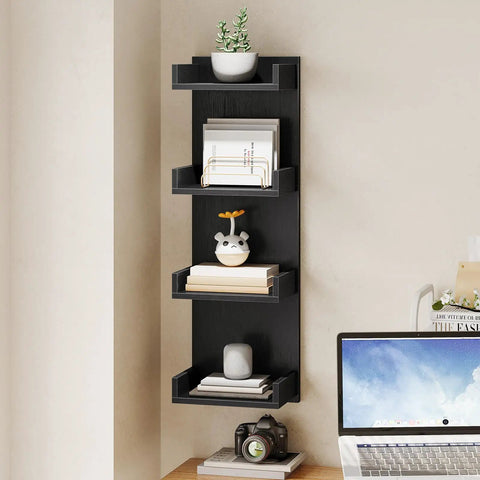 Multi Tier Floating Wall Shelves With Glowing RGB LED Lights And Sleek Black Frame For Wall Mounted Home Storage Vibes That Are Straight Up Dope And Legit Solid