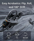 Avata 2 FPV Drone With 4K Camera showcasing acrobatics with built-in propeller guard and immersive goggles experience in rocky terrain.