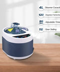 4L Portable Sauna Steamer With 1500W Heating, Fast Heat, Stainless Steel Pot on wooden surface, showing controls and steam output