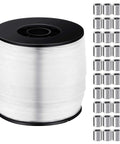 Clear Picture Hanging Wire Up To 100 Lbs 656 Feet Monofilament Fishing Line With Aluminum Crimping Loop Sleeves For Invisible Frame Wiring No Fuss DIY Decor And Gallery Displays