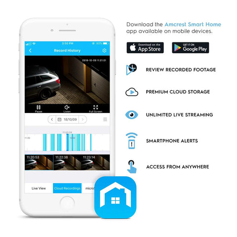 Smartphone displaying Dope 1080p Wifi Outdoor Security Camera With Spotlight And Built In Siren app interface
