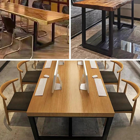 Heavy Duty Steel Table Legs Tough As Nails Industrial Powder Coated Frame For Desk Dining Coffee Table With Adjustable Rubber Feet, shown in various setups.