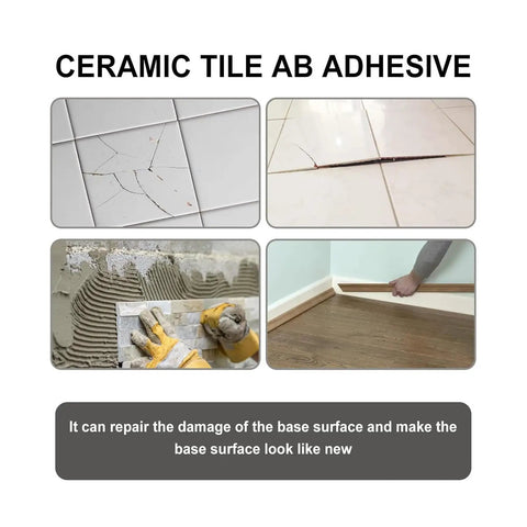 All Purpose Tile Crack Filler Adhesive For Tiles And Surfaces High Strength Repair Paste For Ceramic Porcelain Glass Fiberglass And Stone Quick Set Smooth Spreading Durable Bond Glossy Finish Fast Acting Repair shown repairing tiles