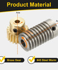 uxcell worm gear set with brass gear and steel worm, two-piece assembly, brass gear bore 4 mm, steel rod bore 6 mm