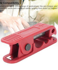 Lvifloae Wire Stripper Machine With Accurate Crimping 360 Degree Rotation Cutting Tool For Scrap Electrical Cable Network Connections Professional Grade Precision Work showing red wire stripper with steel blade.