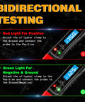 4 To 75V LCD Automotive Test Light With Built In Voltage Meter And Buzzer Electric Probe Pen For Car Battery Polarity Continuity And Fuse Checks Wide Range Auto Circuit Tester For Vehicle Electrical Systems showing bidirectional testing