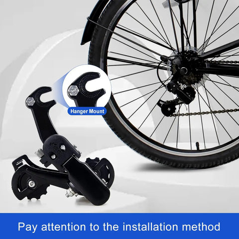 Beefed Up Rear Derailleur RD TZ31 A 6 7 Speed Hanger Mount Suspension shown on bike and separate close-up