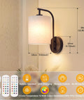 MATAMEYE Battery Operated Wall Sconce Set of 2, Dark Chocolate Wall Light on wall, showing dimensions and design details.