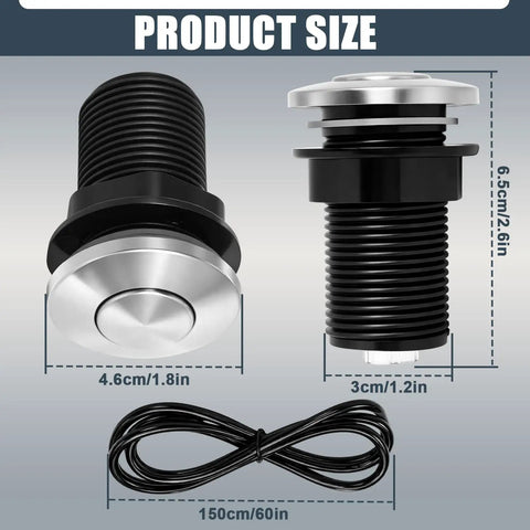 2026 Upgraded Sink Top Push Button Air Switch With Air Hose Replacement For Garbage Disposal Wet Hands Safe Waterproof Stainless Steel Button sizes