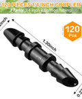 120 Piece Barbed Coupling Fittings Set For 1 Quarter Inch Drip Irrigation Tubing No Fuss Easy Install Connectors detail