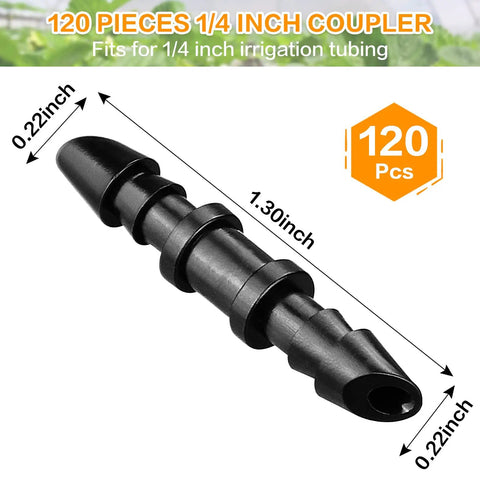 120 Piece Barbed Coupling Fittings Set For 1 Quarter Inch Drip Irrigation Tubing No Fuss Easy Install Connectors detail