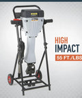 Heavy Duty Breaker Hammer Kit With Cart 15 Amp Motor 110V Power Smashes Concrete Like A Champ on a rolling cart.