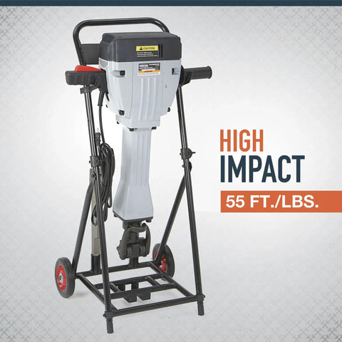 Heavy Duty Breaker Hammer Kit With Cart 15 Amp Motor 110V Power Smashes Concrete Like A Champ on a rolling cart.