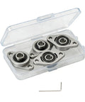 Clear box with Ten Pack Pillow Block Bearing With 8mm Bore Flanged Ball Mounted Block Cast Iron Housing And Zinc Alloy Bearings