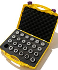 ER40 Collet Set 23 Pcs One Eighth To One Inch Pro Grade High Precision Spring Collets in yellow case