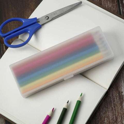 4 Piece Plastic Pencil Case Set With Hinged Lid And Snap Closure For Pencils Pens Drill Bits And Office Supplies White On Notebook With Pencils