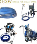 Badass 50 Foot Airless Paint Spray Hose Built Like A Tank For 8500 Psi High Pressure handling with dual braided nylon core.