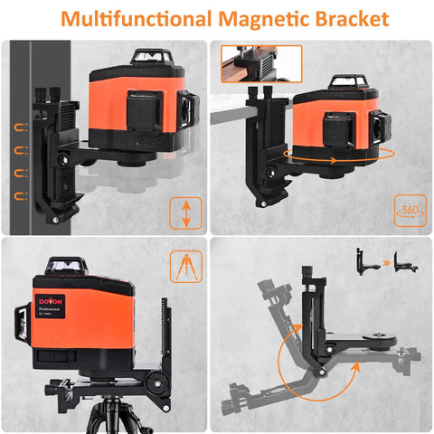 360 Self Leveling Laser Level With 3D Green Lines mounted on multifunctional magnetic bracket, K3 360G