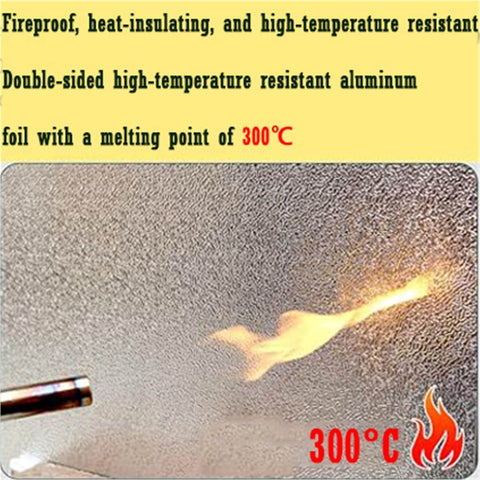 Torch heating surface of heat resistant refrigerator side board for kitchen grill and oven protection, highlighting 300°C resistance.