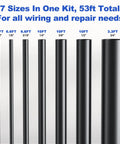 Seven Sizes Four to One Ratio Adhesive Lined Heat Shrink Tubing Roll Kit 53 Feet Marine Grade Waterproof tubes in seven sizes